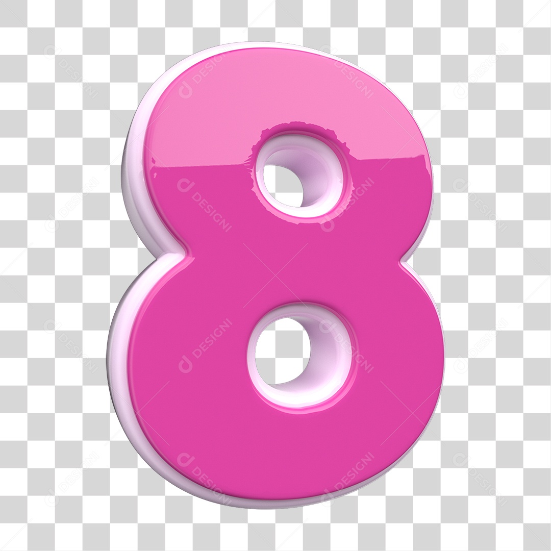 Elemento 3D Número 8 PNG Transparente