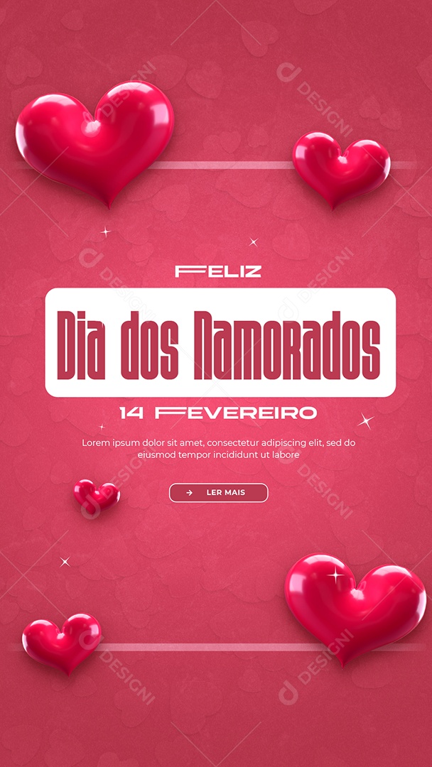 Story Feliz Dia dos Namorados 14 De Fevereiro Social Media PSD Editável