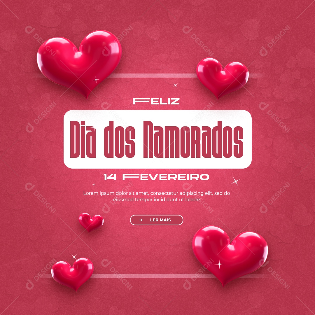 Feliz Dia dos Namorados 14 De Fevereiro Social Media PSD Editável