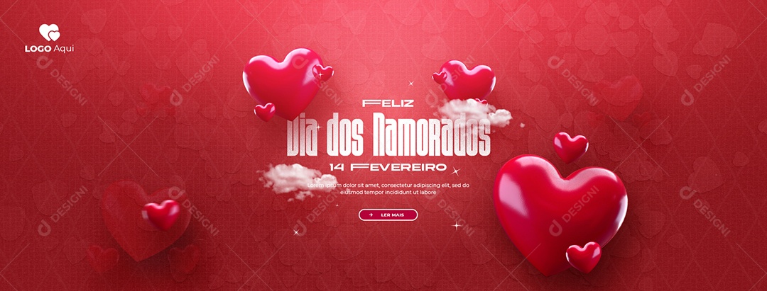 Banner Feliz Dia Dos Namorados 14 de Fevereiro Social Media PSD Editável