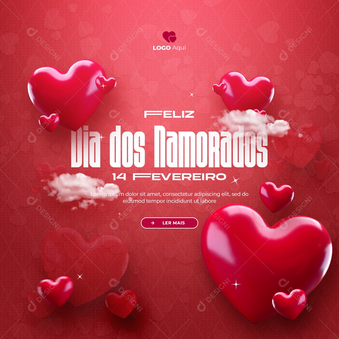 Feliz Dia Dos Namorados 14 de Fevereiro Social Media PSD Editável