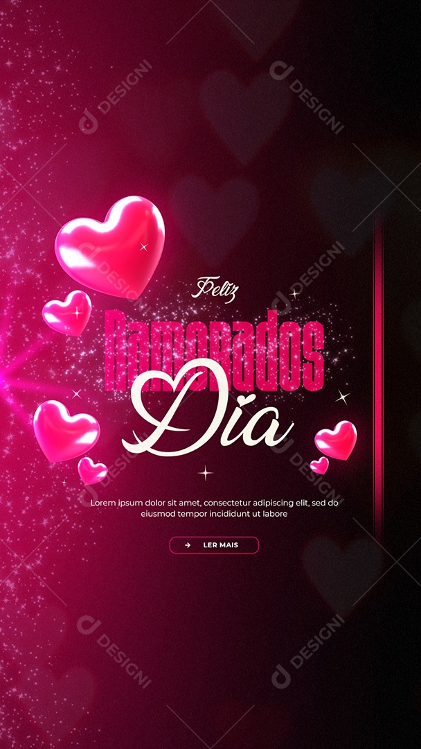 Story Social Media Feliz Dia Dos Namorados 14 de Fevereiro PSD Editável