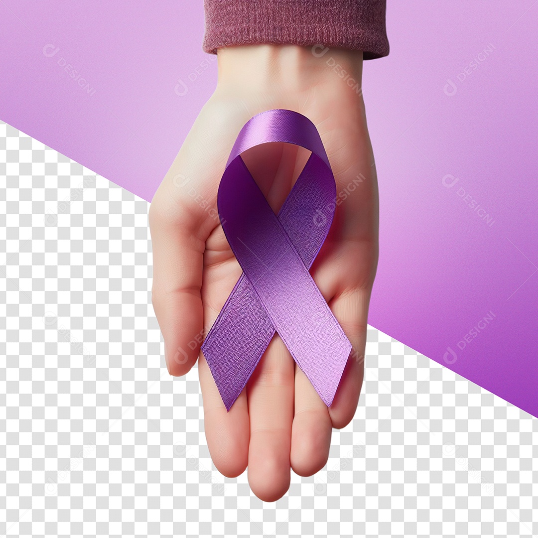 Janeiro Roxo Mão Segurando Fita PSD