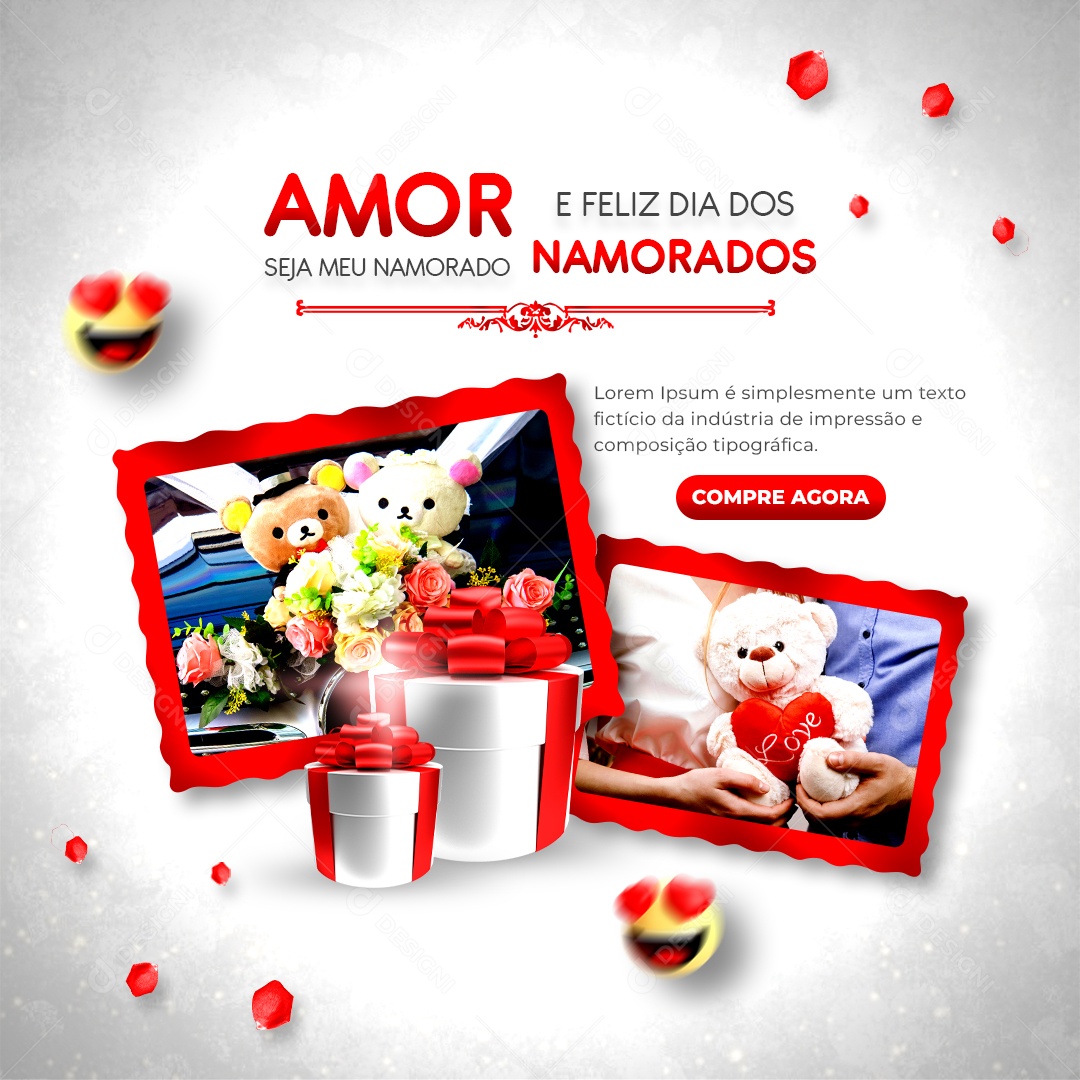 Feed Feliz Dia dos Namorados Amor Seja Meu Social Media PSD Editável
