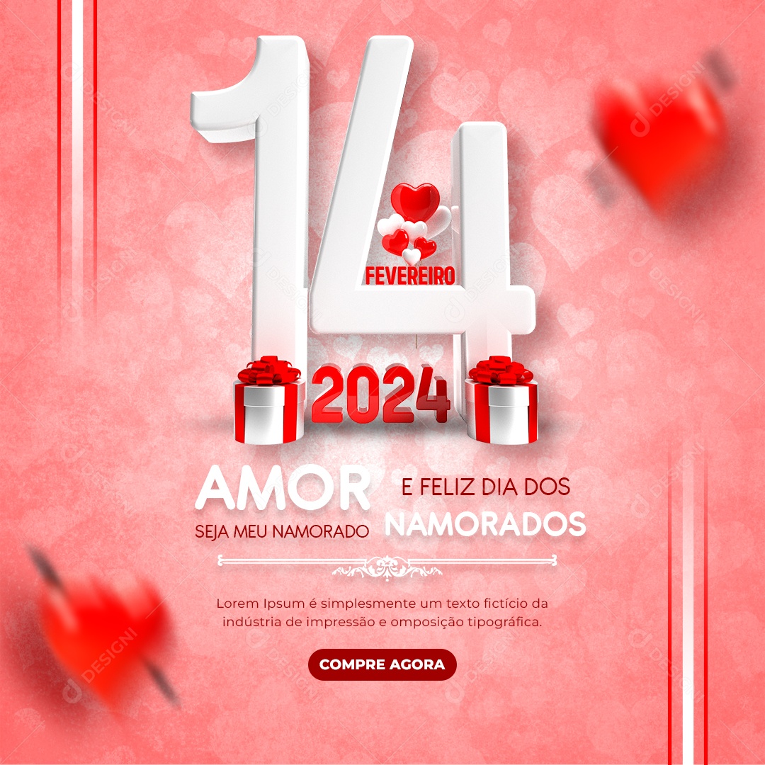 Feed Feliz Dia dos Namorados Seja meu Social Media PSD Editável