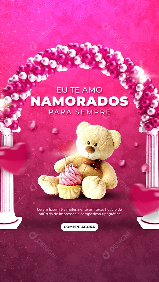 Dia dos Namorados 14 de Fevereiro Eu te Amo para Sempre Social Media PSD Editável