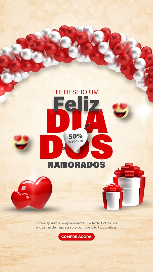 Story Te Desejo Feliz Dia dos Namorados Social Media PSD Editável