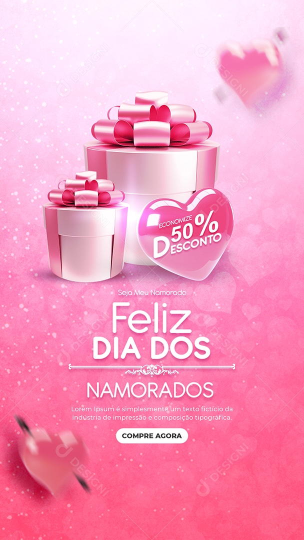 Feliz Dia dos Namorados Seja meu Social Media PSD Editável