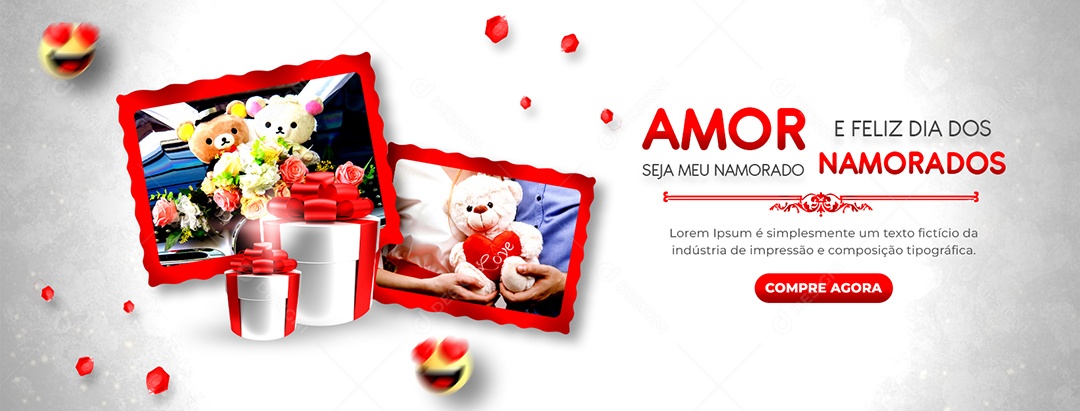 Banner Feliz Dia dos Namorados Amor Seja Meu Social Media PSD Editável