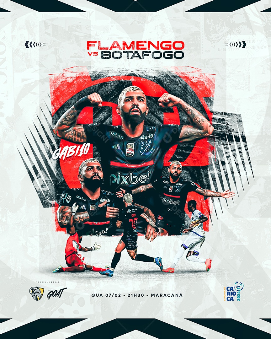 Flamengo Vs Botafogo Campeonato Carioca Social Media PSD Editável