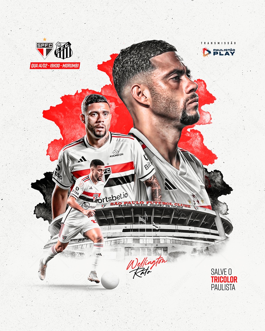 São Paulo Vs Santos Paulistão 2024 Social Media PSD Editável