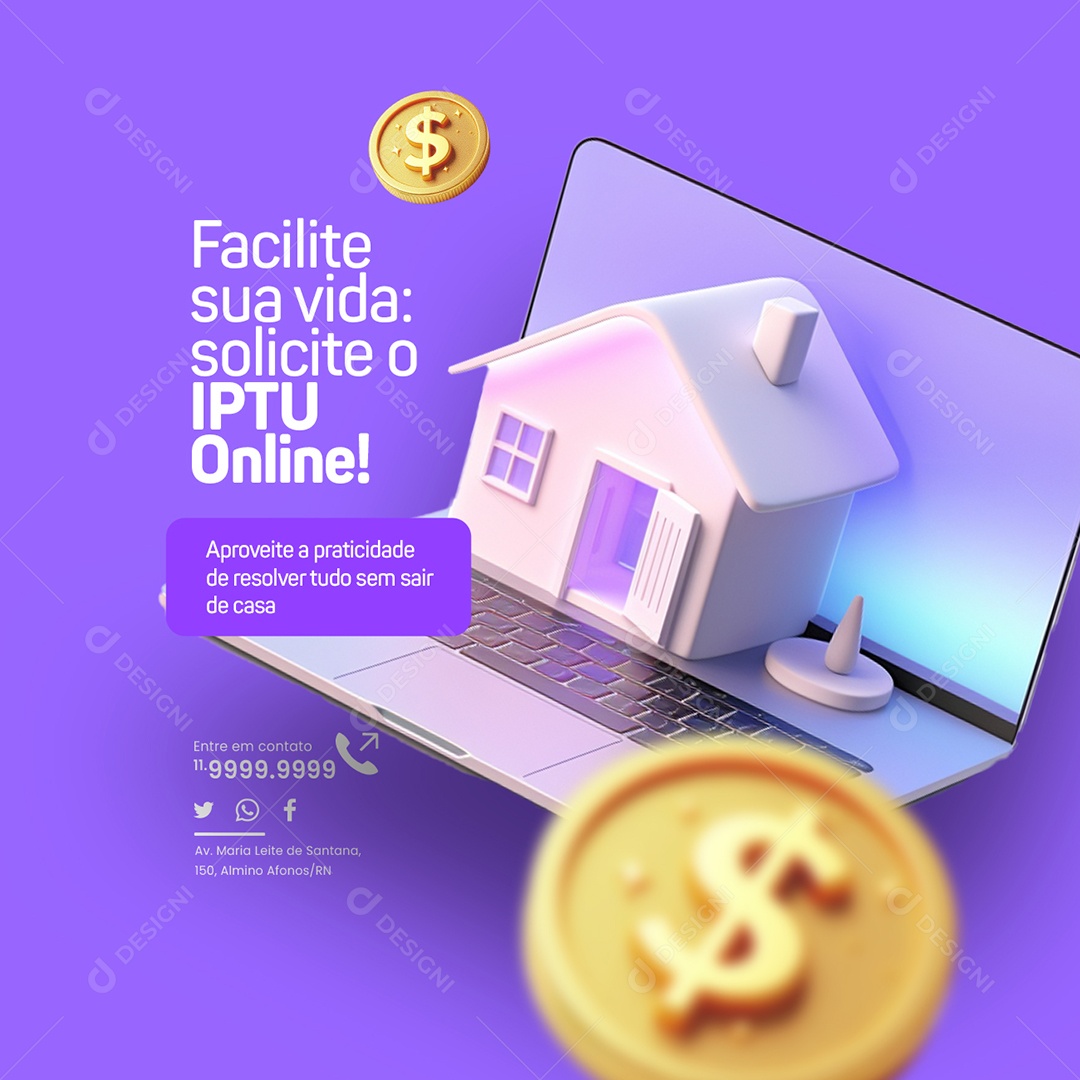 Social Media Facilite sua vida solicite o IPTU Online PSD Editável