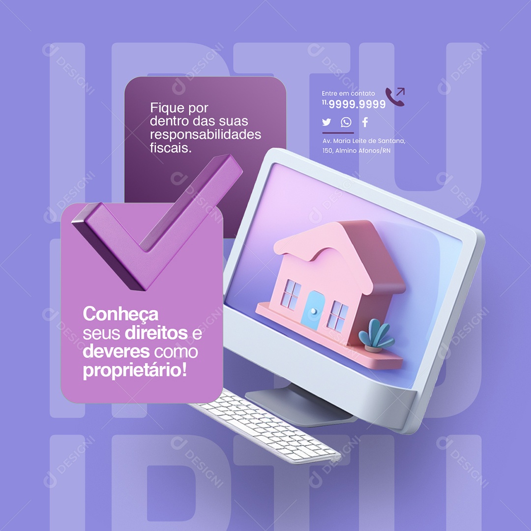 IPTU Fique por dentro das suas responsabilidades ficais Social Media PSD Editável