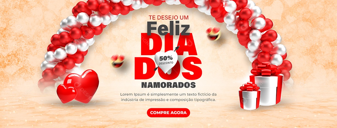 Banner Te Desejo Dia dos Namorados Social Media PSD Editável