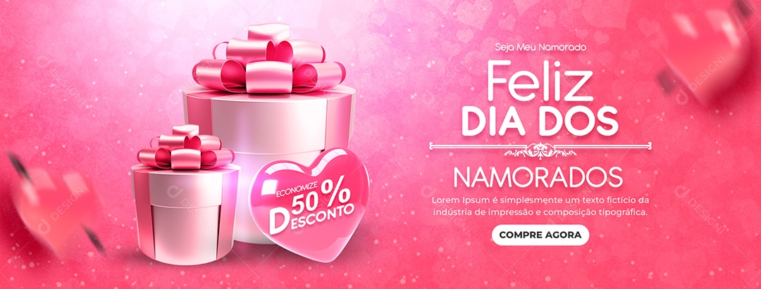 Banner Feliz Dia dos Namorados Seja meu Social Media PSD Editável