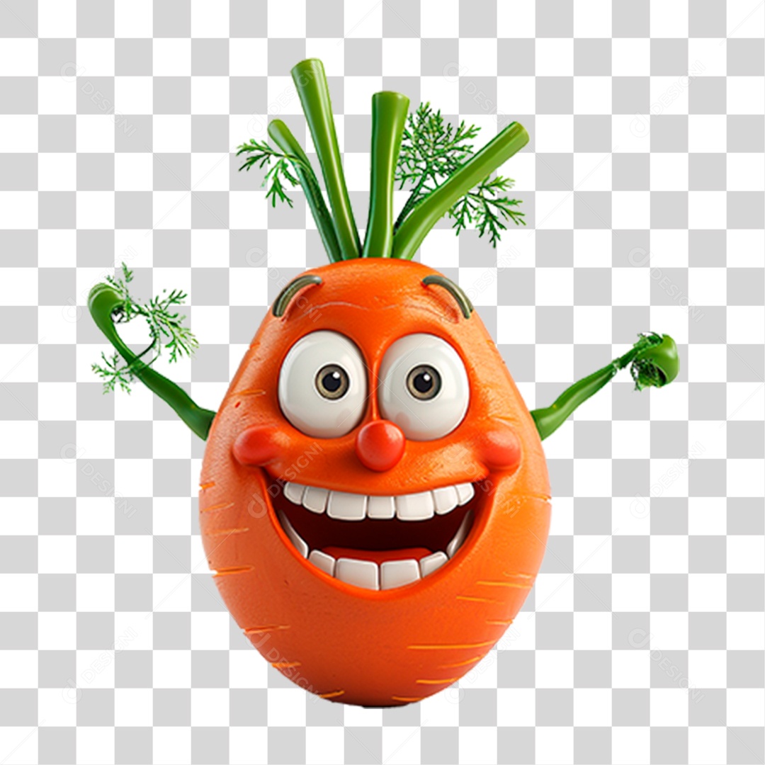 Mascote 3D Cenoura PNG Transparente