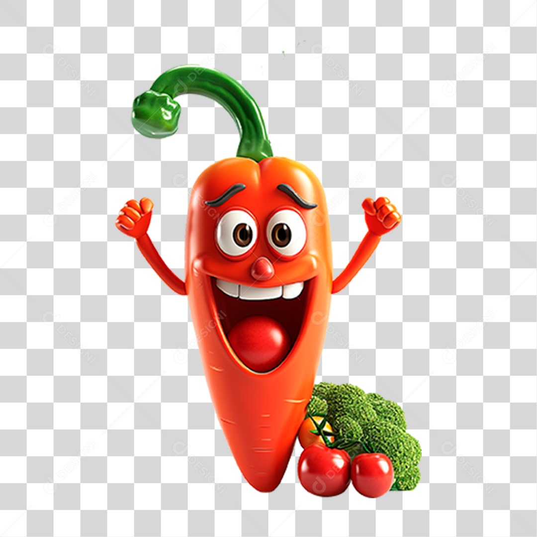 Mascote 3D Pimenta PNG Transparente
