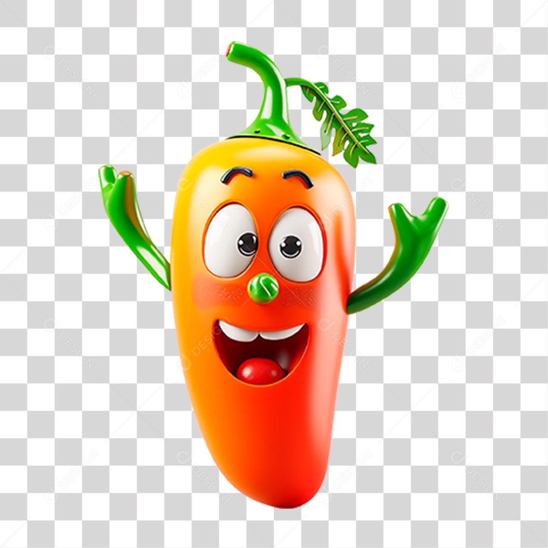 Mascote 3D Pimenta PNG Transparente