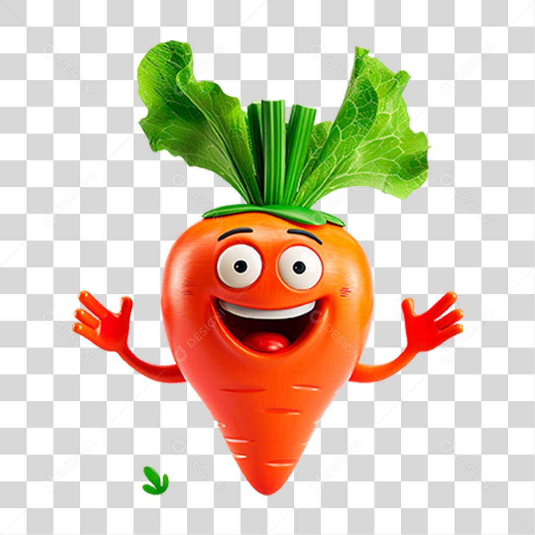 Mascote 3D Cenoura PNG Transparente