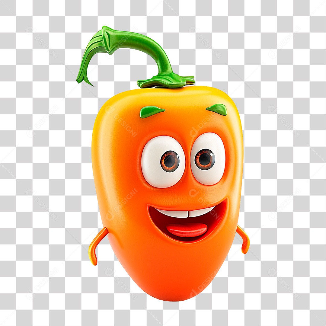 Mascote 3D Cenoura PNG Transparente