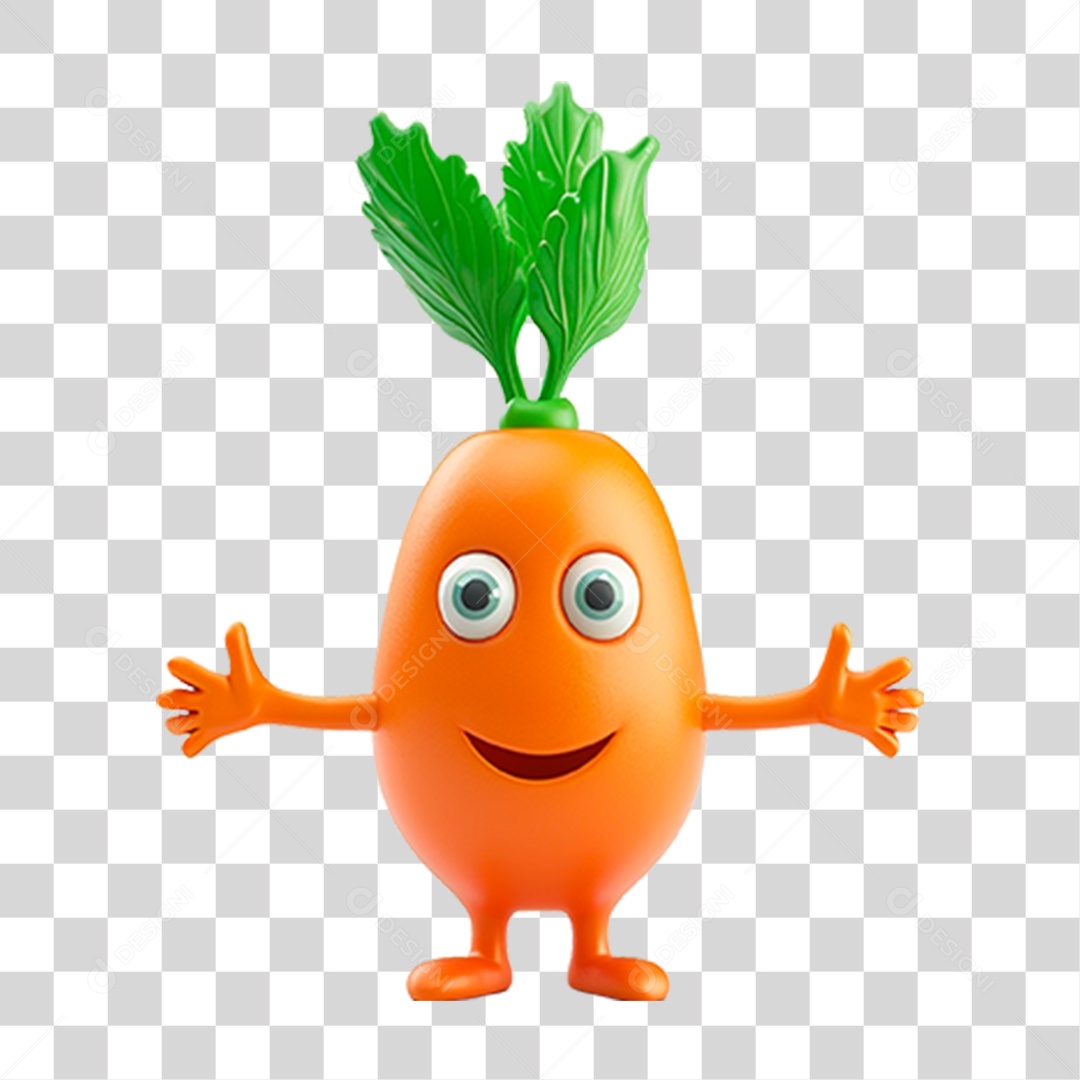 Mascote 3D Cenoura PNG Transparente