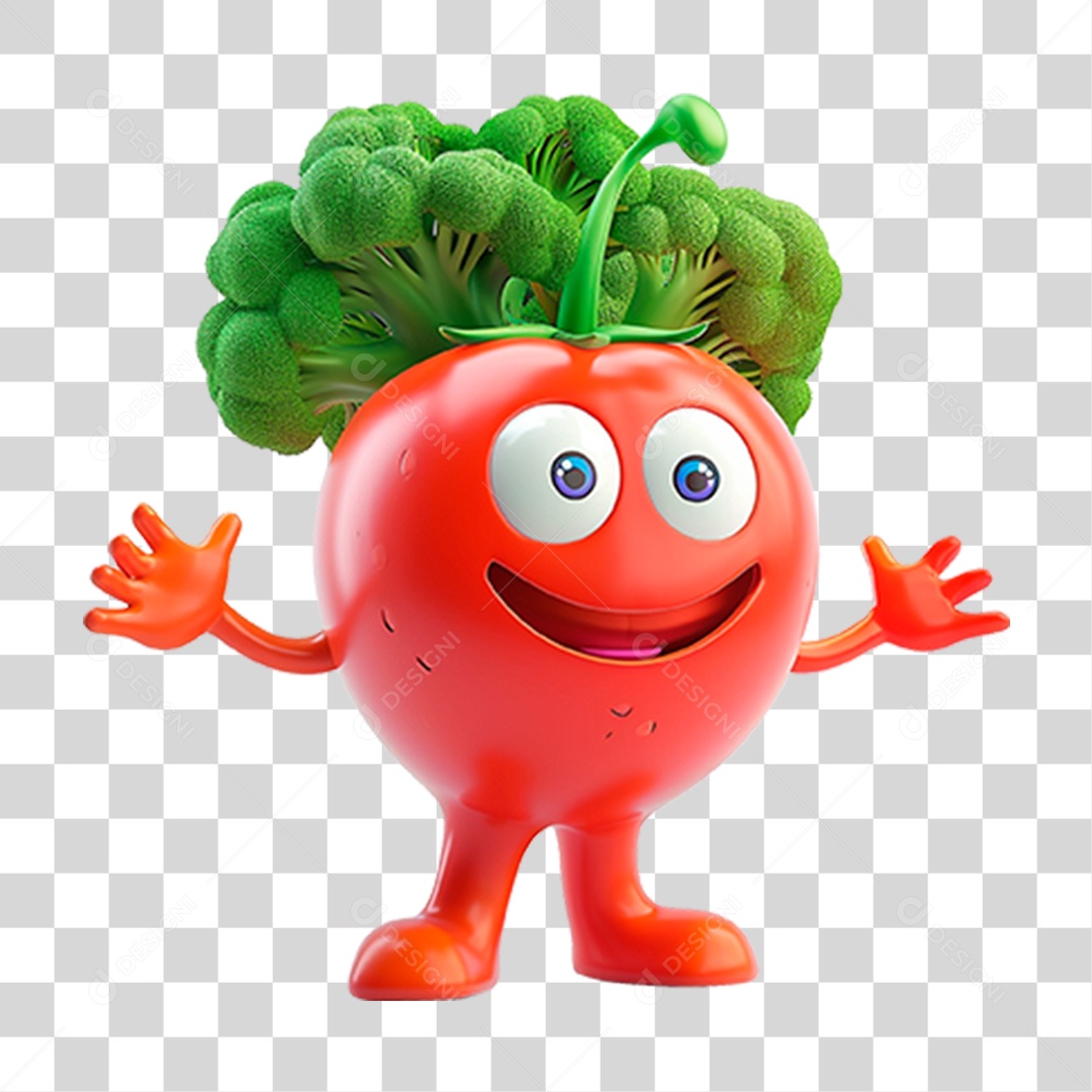 Mascote 3D Tomate PNG Transparente