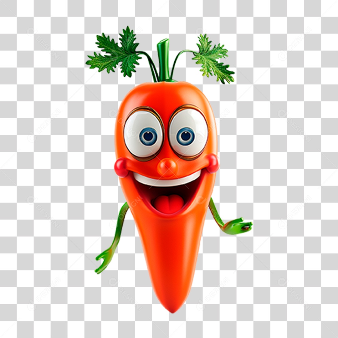 Mascote 3D Cenoura PNG Transparente