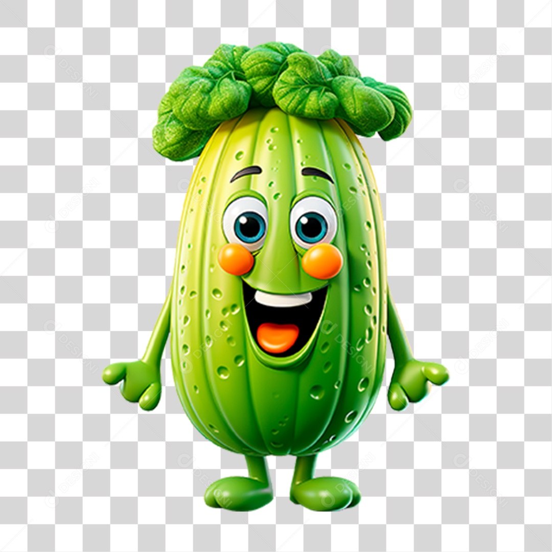 Mascote 3D Pepino PNG Transparente
