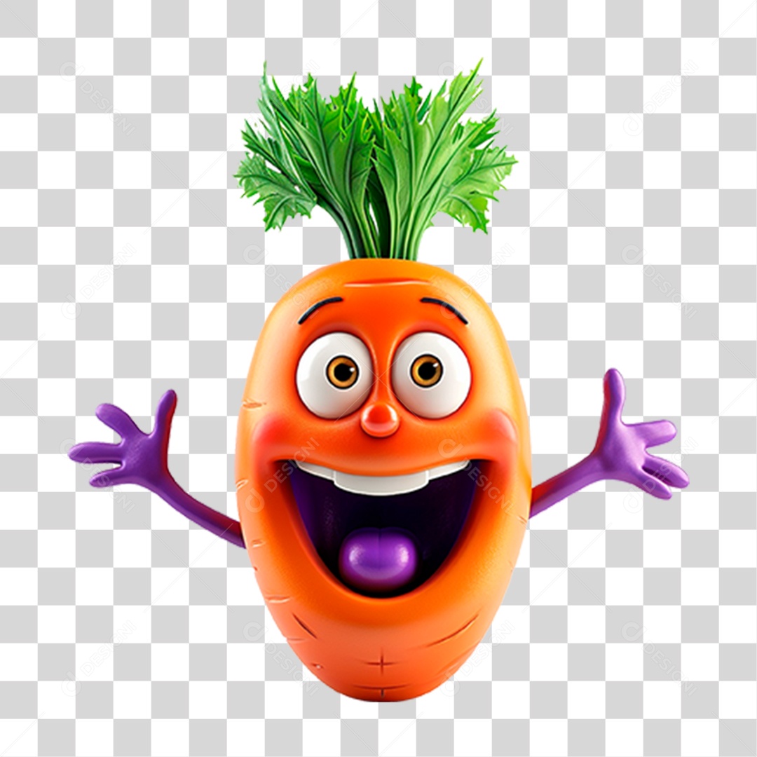 Mascote 3D Cenoura PNG Transparente