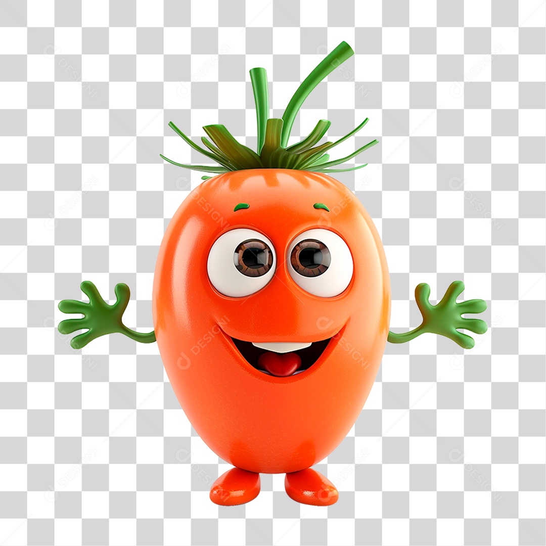 Mascote 3D Cenoura PNG Transparente