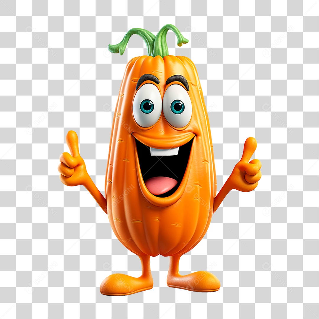 Mascote 3D Cenoura PNG Transparente