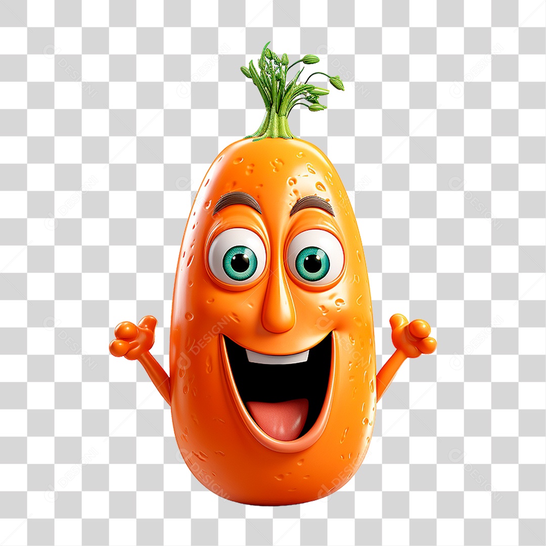 Mascote 3D Cenoura PNG Transparente