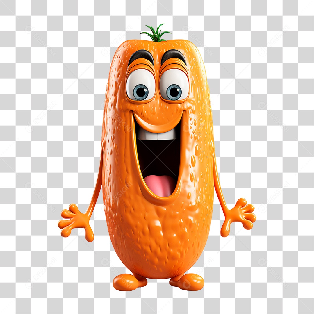 Mascote 3D Cenoura PNG Transparente