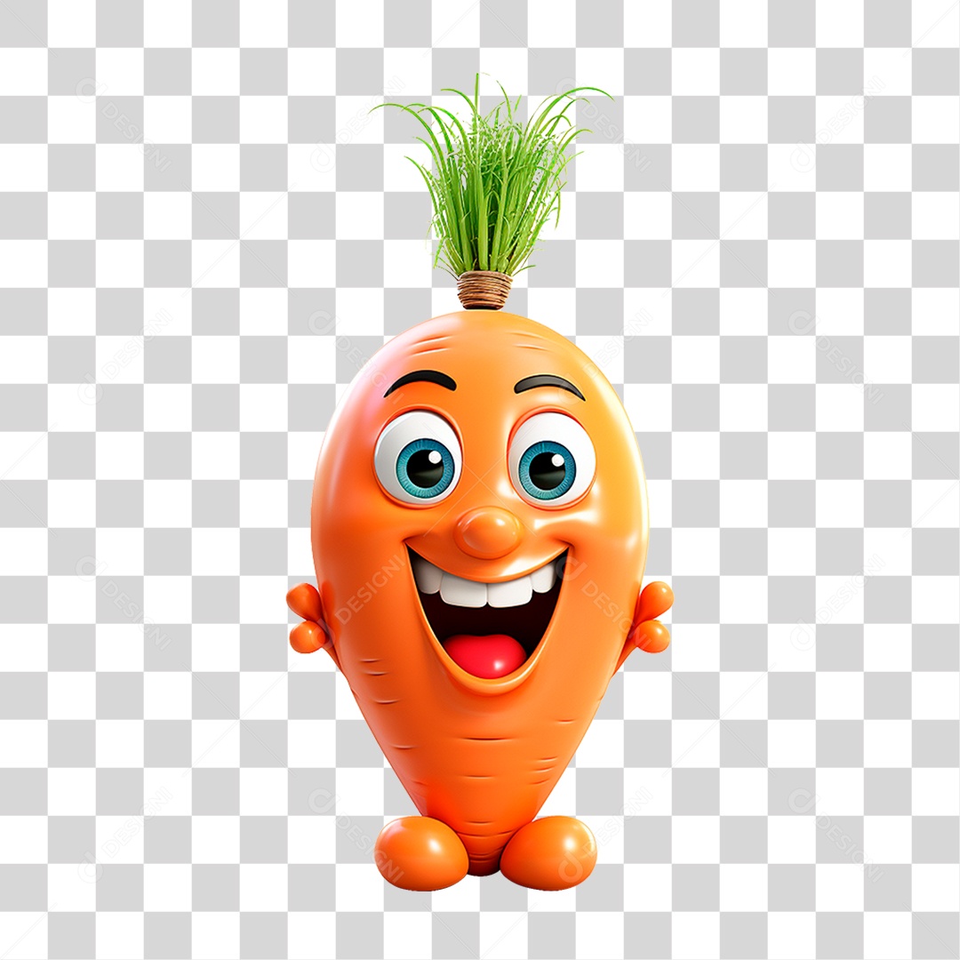 Mascote 3D Cenoura PNG Transparente