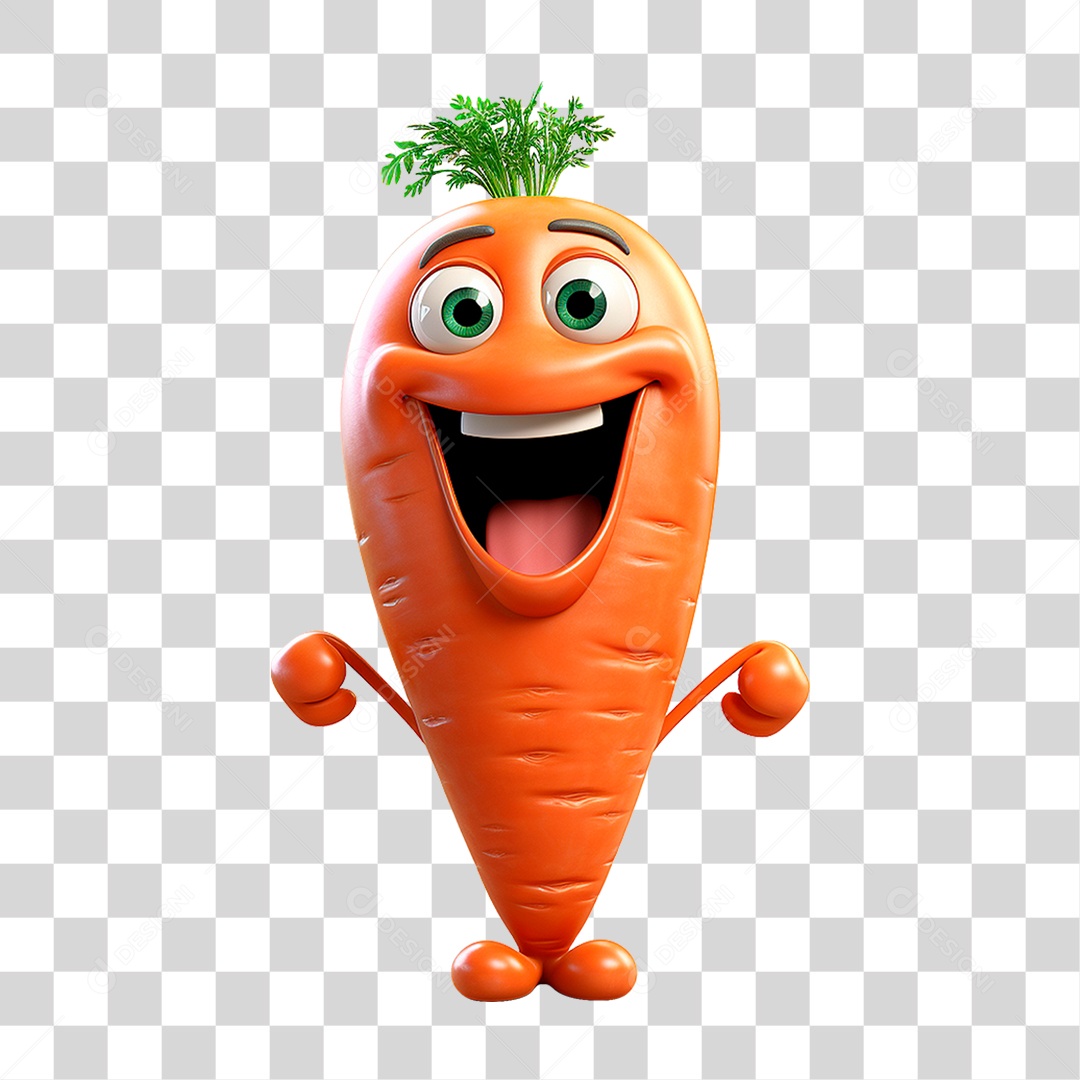 Mascote 3D Cenoura PNG Transparente