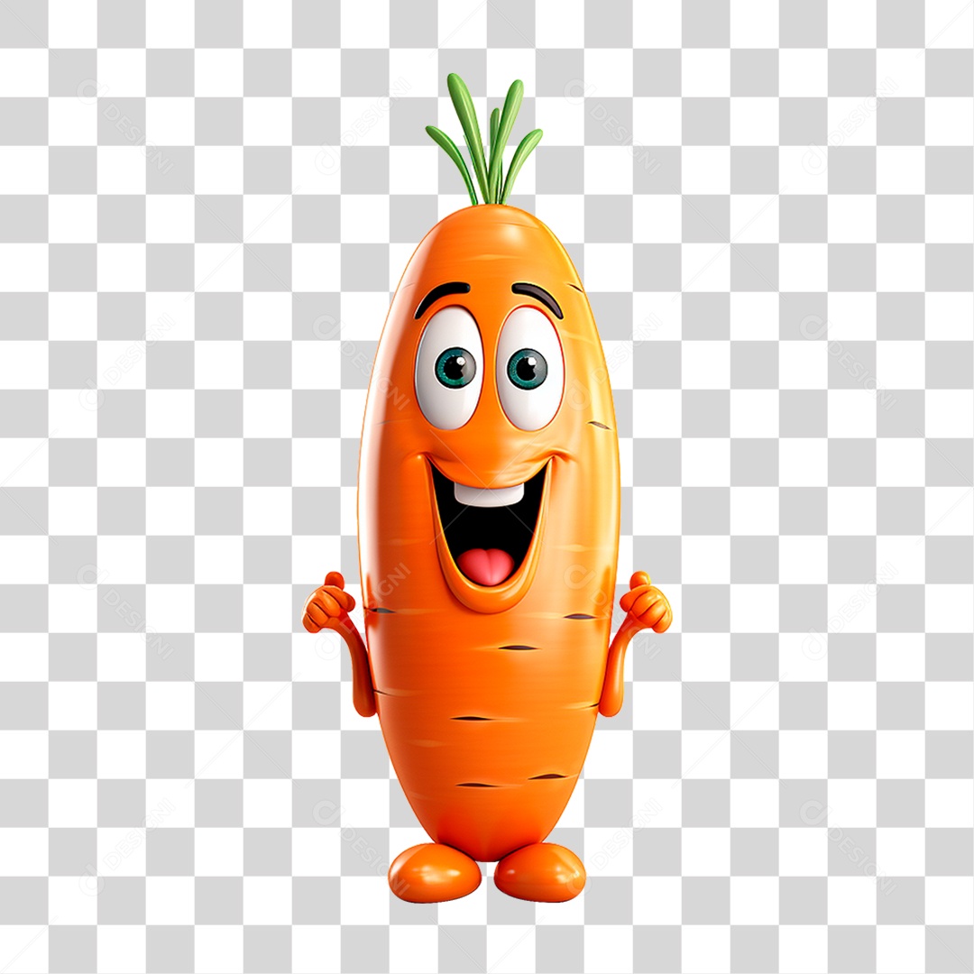 Mascote 3D Cenoura PNG Transparente