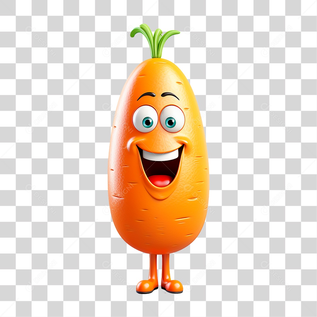Mascote 3D Cenoura PNG Transparente