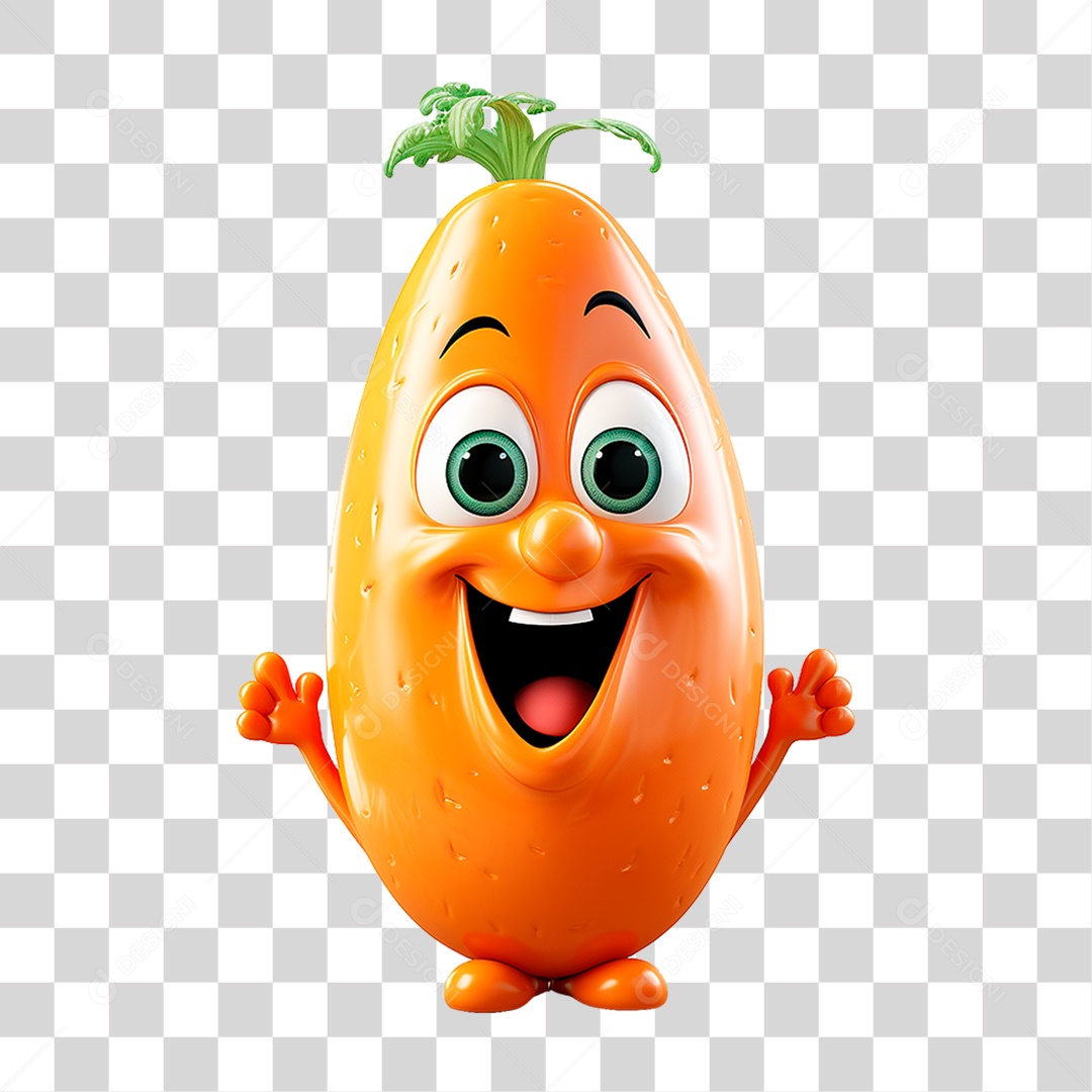 Mascote 3D Cenoura PNG Transparente