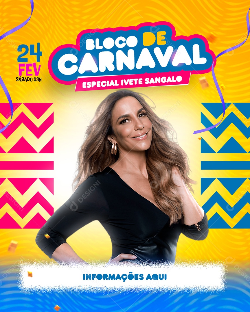 Flyer Bloco de Carnaval Especial Ivete Sangalo Social Media PSD Editável