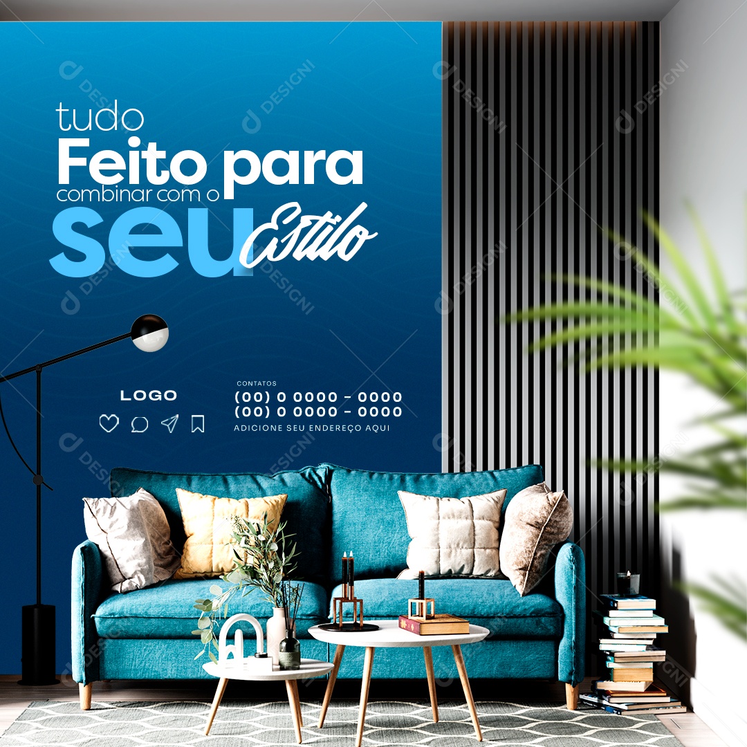 Loja de Estofado tudo Feito para combinar com o seu estilo Social Media PSD Editável