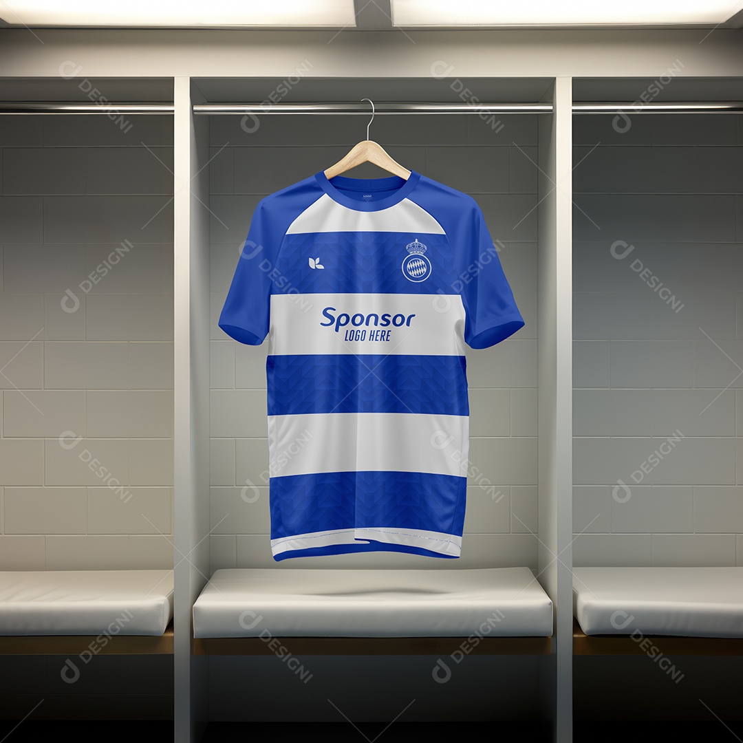 Camiseta de Futebol no Cabide PSD Editável Mockup