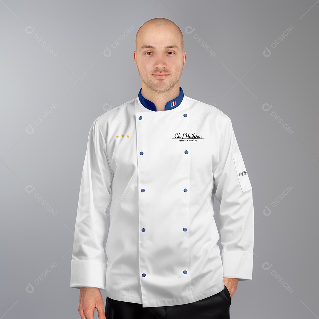 Chefe de Cozinha Com Uniforme PSD Editável Mockup