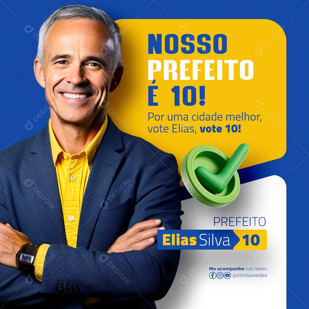 Eleições 2024 nosso Prefeito é 10 Social Media PSD Editável