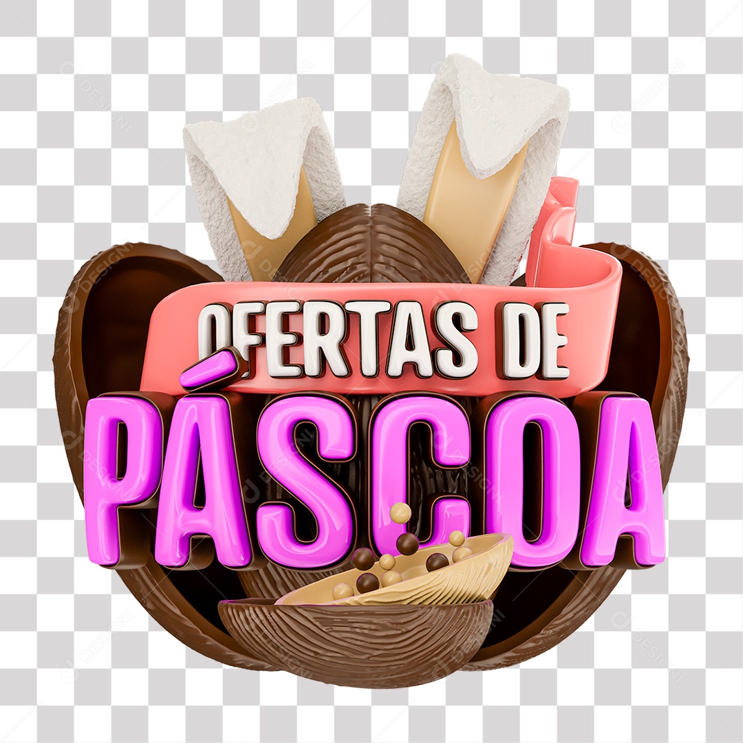 Ofertas de Páscoa Selo 3D Colorido para Composição PNG Transparente