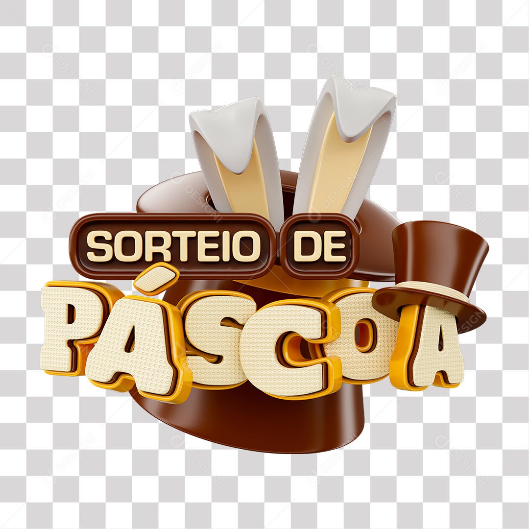 Sorteio de Páscoa Selo 3D Chocolate Laranja e Chocolate Branco para Composição PNG Transparente