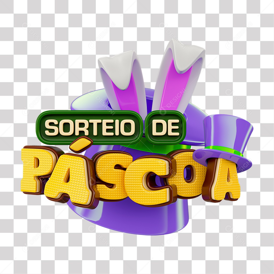 Sorteio de Páscoa Selo 3D Colorido para Composição PNG Transparente