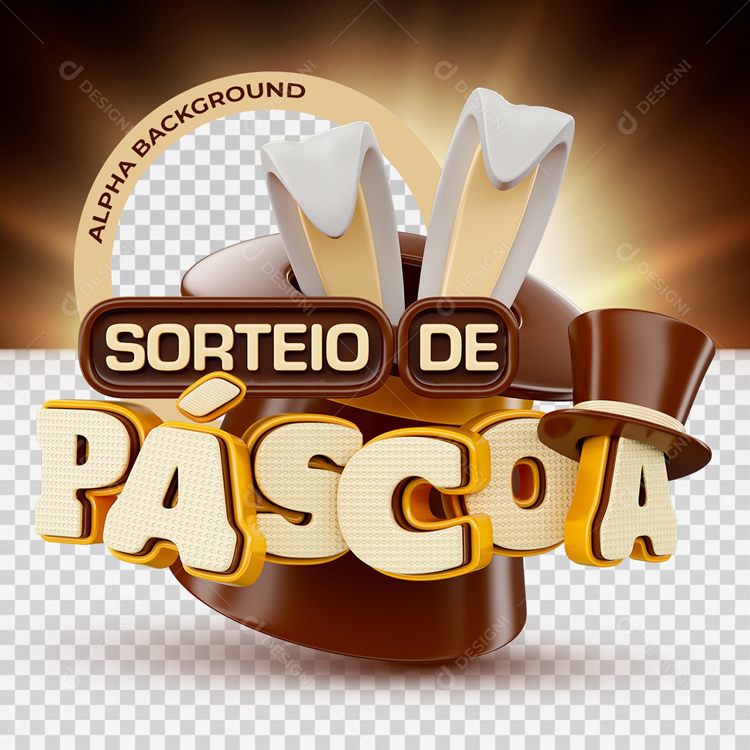 Sorteio de Páscoa Selo 3D Chocolate Laranja e Chocolate Branco para Composição PSD