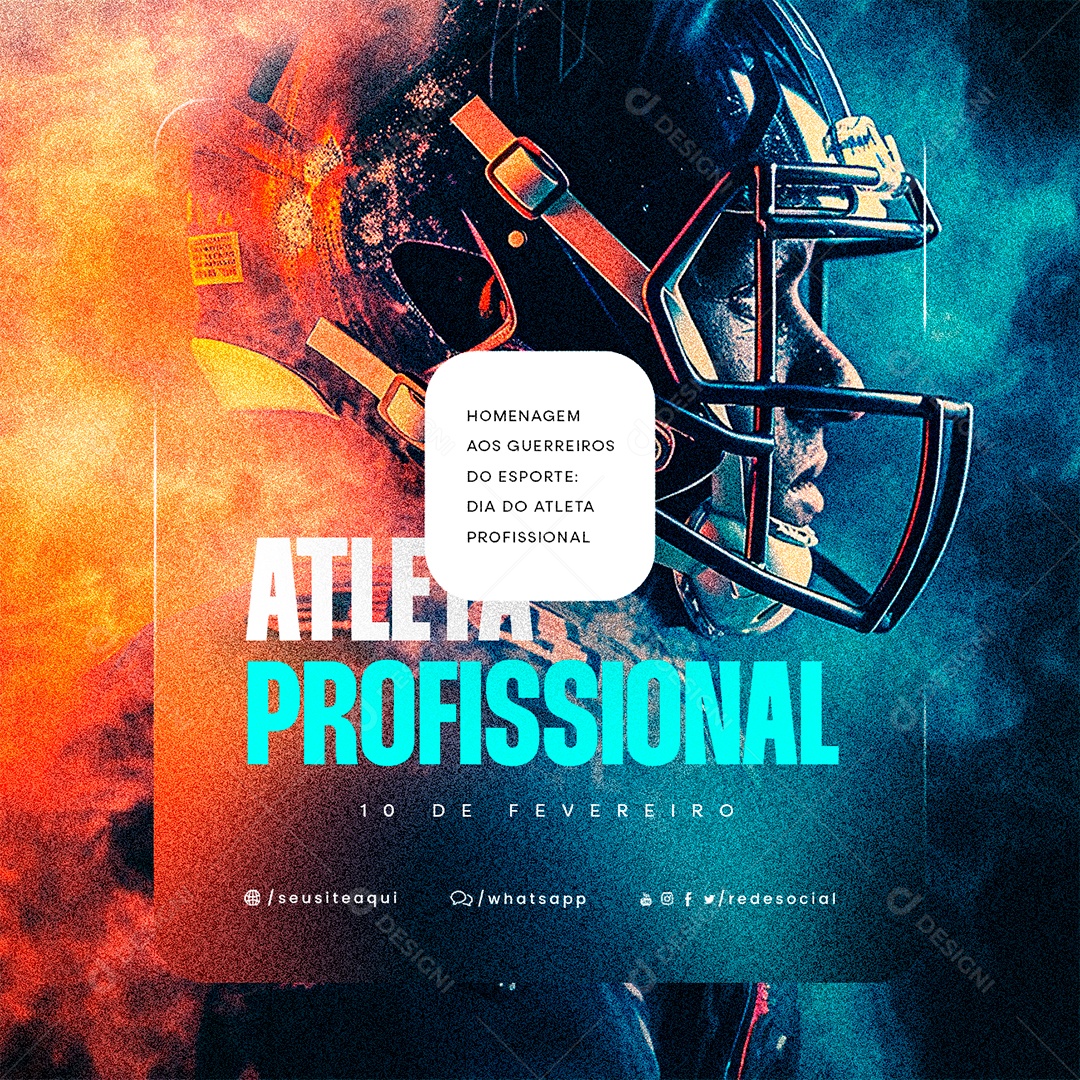 Social Media Dia do Atleta Profissional 10 De Fevereiro Homenagem aos guerreiros do esporte PSD Editável