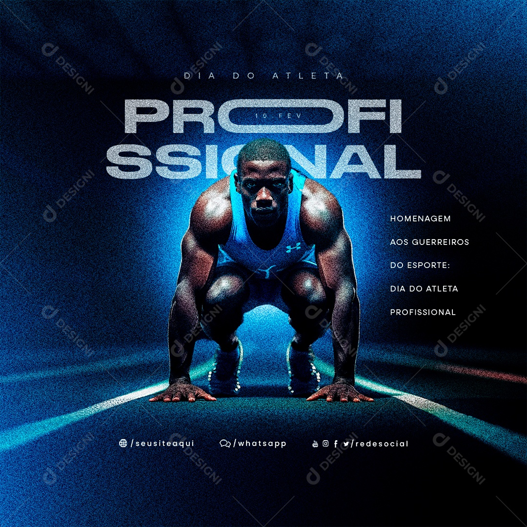 Dia do Atleta Profissional 10 De Fevereiro Homenagem aos guerreiros do esporte Social Media PSD Editável