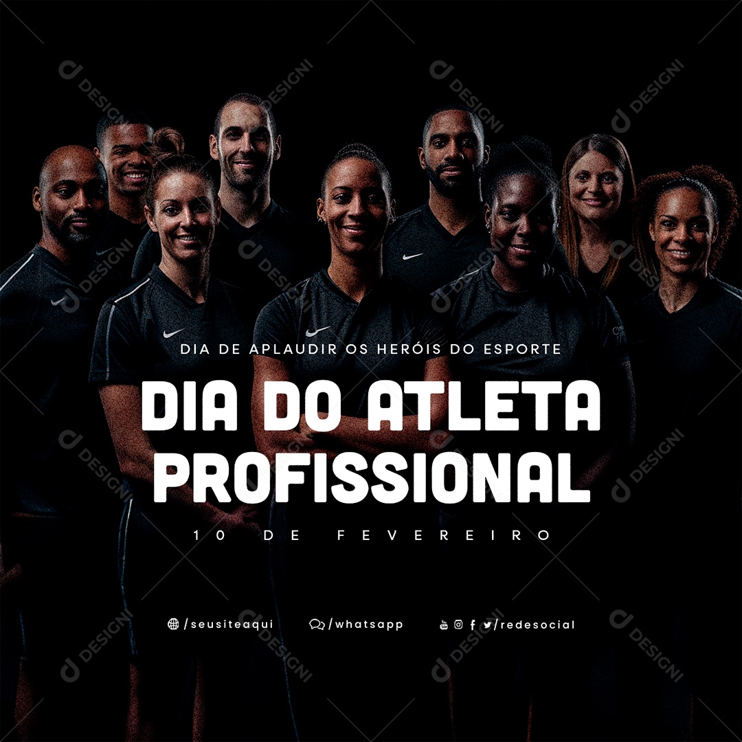 Dia do Atleta Profissional 10 De Fevereiro Dia de aplaudir os heróis do esporte Social Media PSD Editável